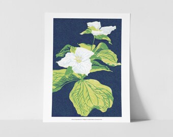 White Trillium Duo Block Print Fine Art Print