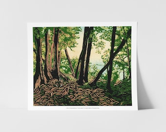 Trail Overlook on Cliff Block Print Fine Art Print