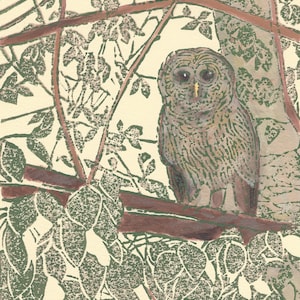Hidden Owl Original Block Print