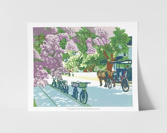 Lilacs on Mackinac Island Block Print Fine Art Print