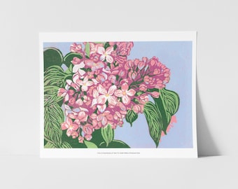 Pink Lilacs Block Print Fine Art Print