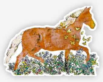 Horse & Wildflowers Vinyl Sticker