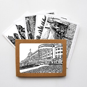 Set di biglietti d'auguri assortiti in bianco e nero di Mackinac Island, Michigan