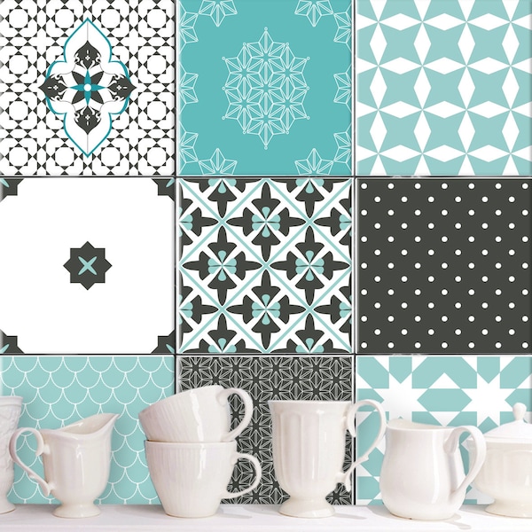 Adesivo per piastrelle - patchwork "Mara" / 9 pezzi