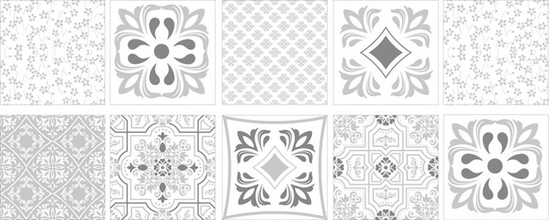 Pegatinas para azulejos Patchwork Lisboa gris, 10 piezas imagen 2