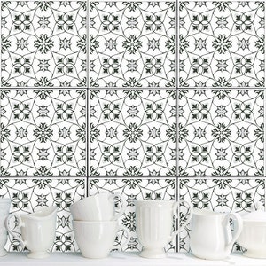 Tile stickers Eloise-White/Black/Grey, 10 pieces image 1