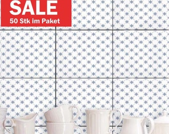 SALE: 50x in a package / 19.40 cm x 24.40 cm tile stickers “Patchwork Lisbon” light blue