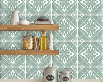 Tile stickers &quot;Adeline Green&quot;, 10 pieces