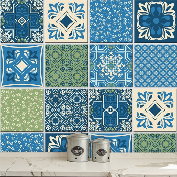 Adesivi per piastrelle "Patchwork Lisbona", 10 pezzi