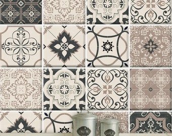 Tile sticker patchwork "Emilia-Sepia", 10 pieces