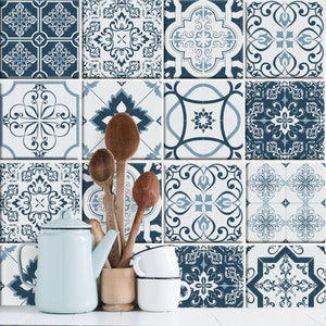 Tile sticker patchwork "Emilia", 10 pieces / shades of blue