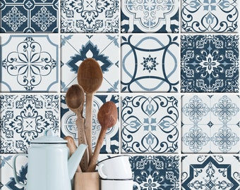 Tile sticker patchwork &quot;Emilia&quot;, 10 pieces / shades of blue