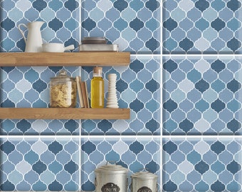 Tile stickers Marrakesh blue", 10 pieces