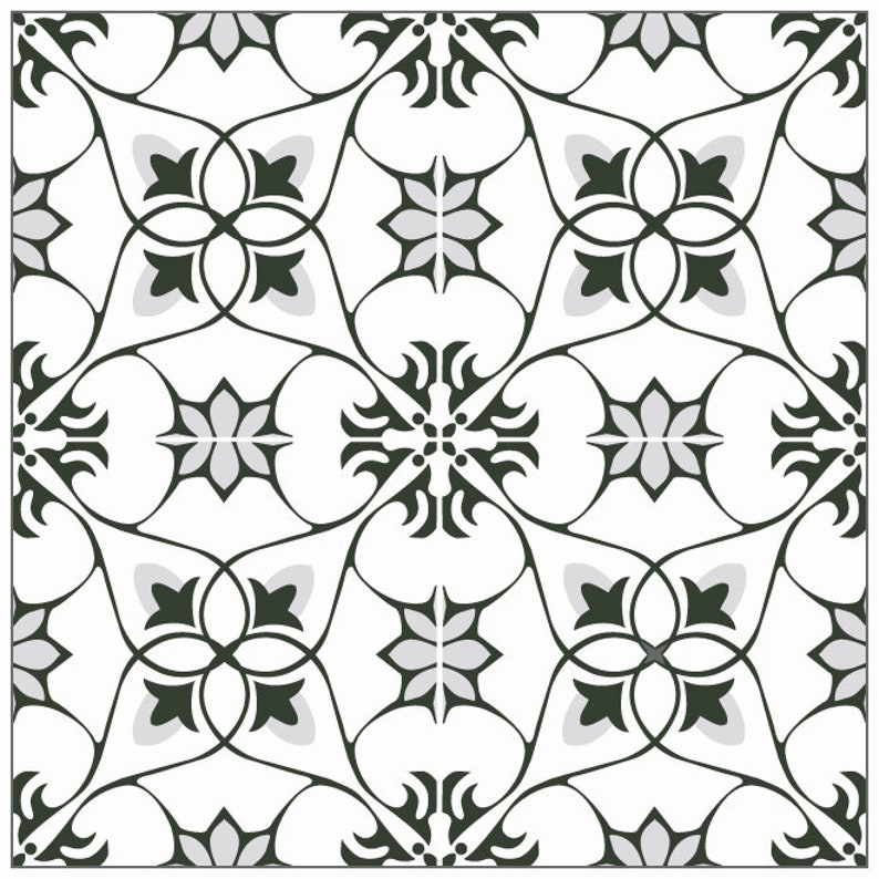 Tile stickers Eloise-White/Black/Grey, 10 pieces image 2
