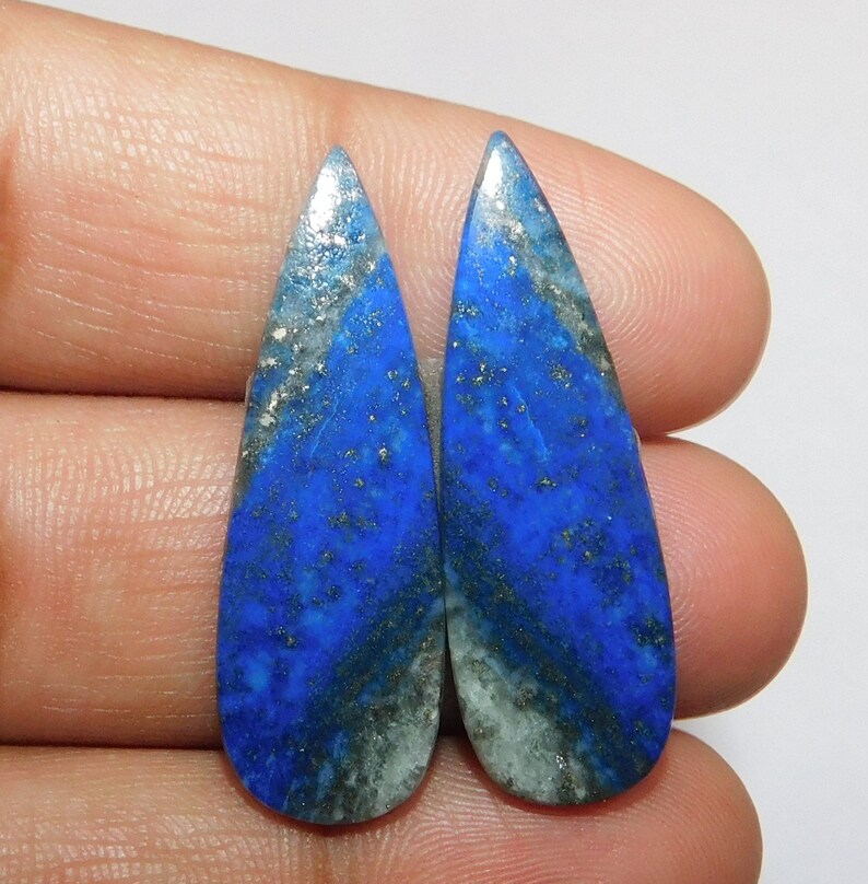 Lapis Lazuli Gemstone Cabochon Pair Natural Stone Matched Pair Gems Cab