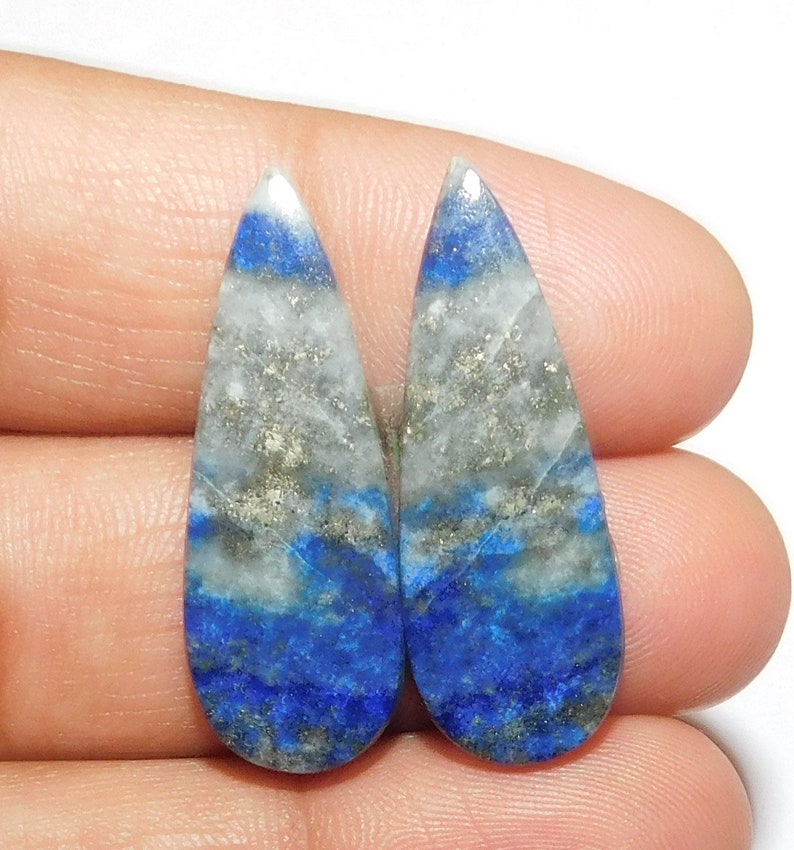 Lapis Lazuli Gemstone Cabochon Pair Natural Stone Matched Pair Gems Cab