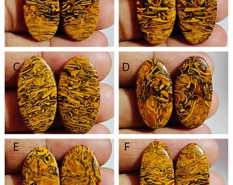 Natural Mariam Jasper Pair Cabochon Gemstone Designer Loose Stone Top Quality Stone