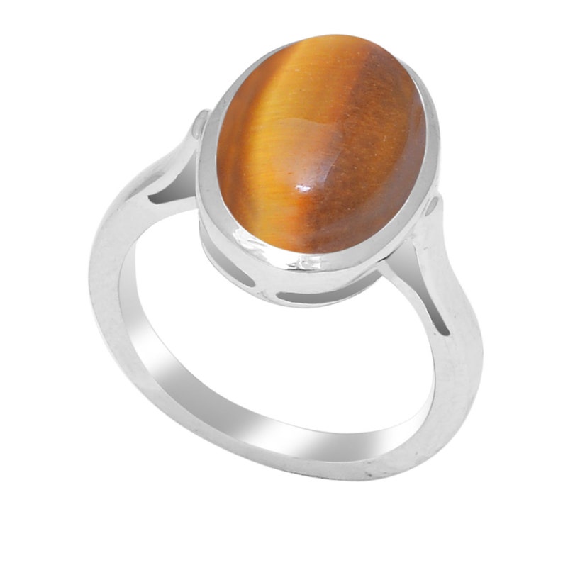 Engagement Ring Handmade Ring Birthstone Ring 925 Solid Sterling Silver Ring Rhodium Plated Ring Tiger Eye Gemstone Ring Birthday Ring