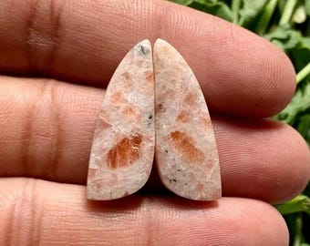 Natural Sunstone Pair Cabochons, Smooth Handmade AAA Quality Loose Stones