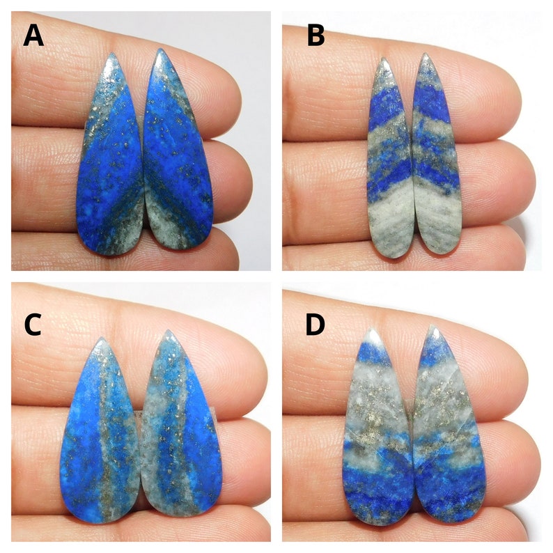 Lapis Lazuli Gemstone Cabochon Pair Natural Stone Matched Pair Gems Cab