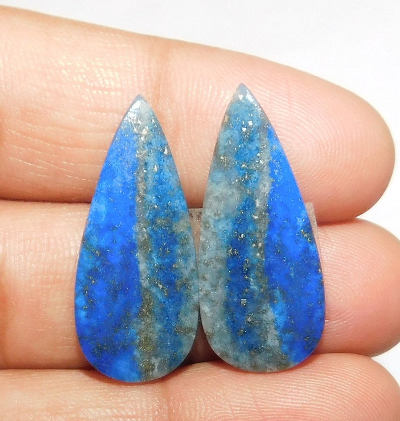 Lapis Lazuli Gemstone Cabochon Pair Natural Stone Matched Pair Gems Cab