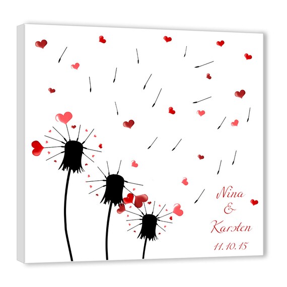 Pusteblumen Fingerabdruck Leinwand Gastebuch Etsy