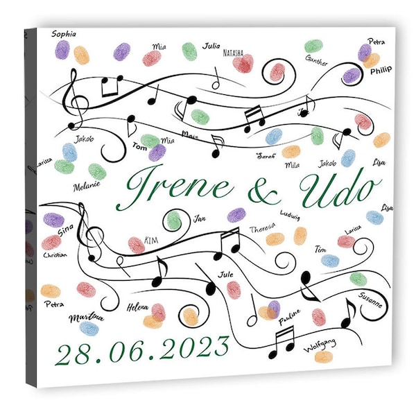 Sheet Music - Wedding Tree Canvas - Personalized fingerprint tree as a wedding gift