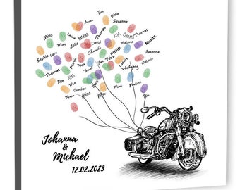 Motorrad SW - Wedding Tree Leinwand - Personalisierter Fingerabdruck Baum als Hochzeitsgeschenk