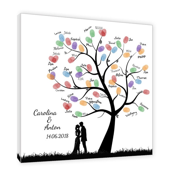 Wedding Tree Leinwand - Personalisierter Fingerabdruck Baum als Hochzeitsgeschenk