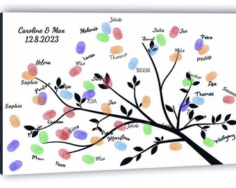 Zweige - Hochzeitsgästebuch Fingerabdruck Leinwand Hochzeitsgeschenk