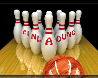 Cool invitation cards for bowling or skittles, 4-20 pieces, please enter the number of pieces you want in the "quantity" menu