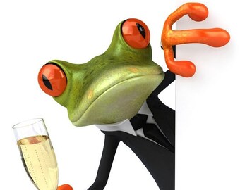 Greeting card with envelope of party frog