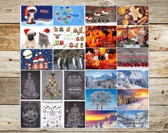 Weihnachtskarten (Set 4): 24 Motive - ein bunter Mix aus Nostalgie-Karten, Winter-Landschaften sowie lustigen Weihnachtspostkarten