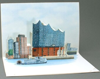 ELBPHILHARMONIE HAMBURG - pop-up card made with love / concert voucher for the Elbphilharmonie or travel voucher to Hamburg