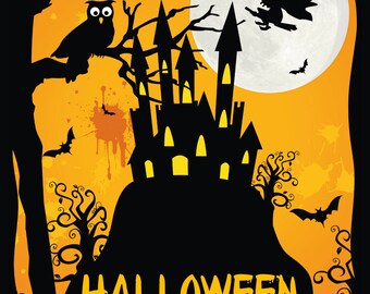 10 Halloween invitation cards "HUNTED CASTLE": spooky invitations to the Halloween party with a witch's castle from EDITION COLIBRI