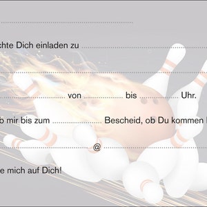 Hot bowling invitation cards / invitations to the skittles evening, 4-20 pieces, please enter the desired number of pieces in quantity. image 2