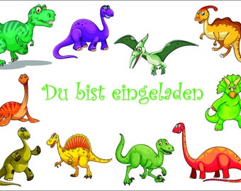 Dinosaurier-Einladungskarten zum Kindergeburtstag oder ins Museum, 4-20 St., Bitte die gewünschte Stückzahl bei "Menge" eintragen