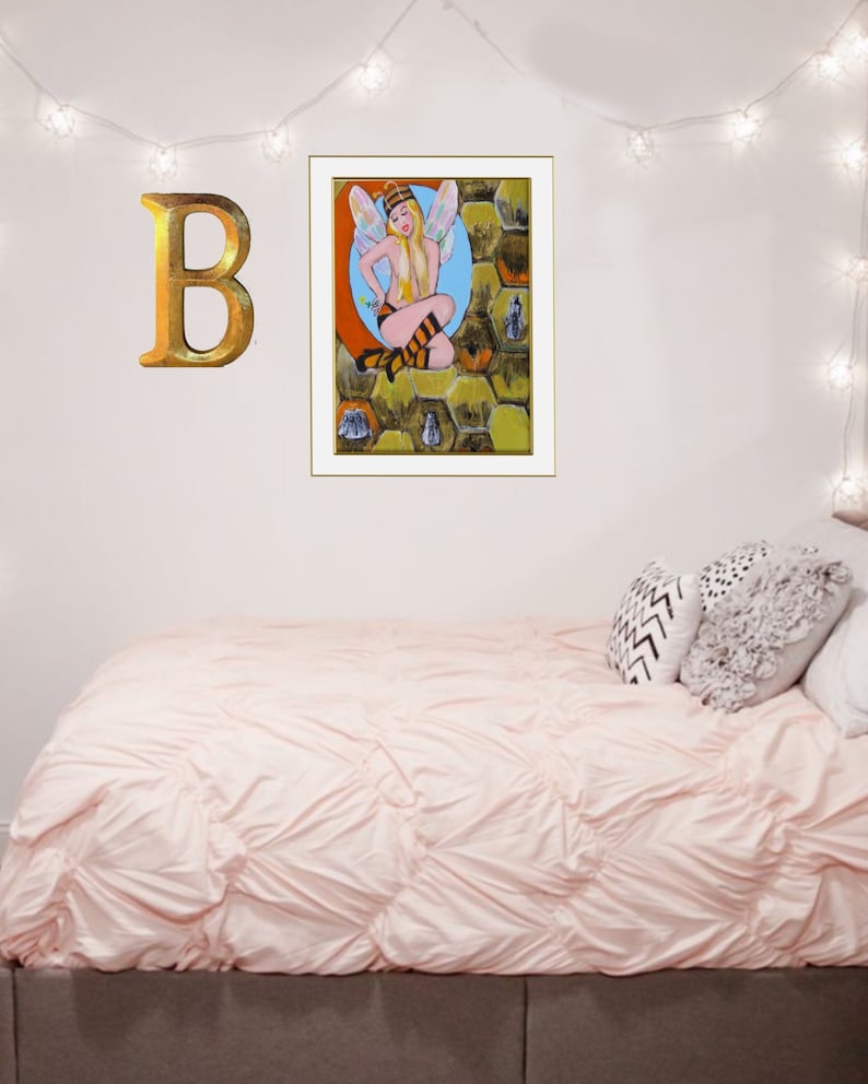 Art Print 11x14 Inches Honey Bee Pop Art Style Bee Lover Gift Teen Girl Bedroom Wall Decor Pop Art Wall Decor Bohemian Home Decor