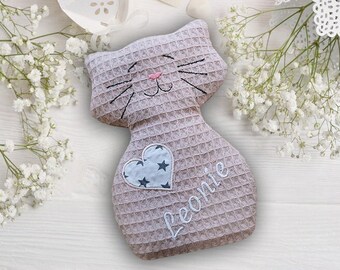 AVAILABLE IMMEDIATELY | Heat cushion *Little Cat* in nude pink with name Leonie