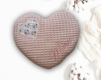 AVAILABLE IMMEDIATELY!! Heat cushion *heart on heart* with name "Marie" in nude pink