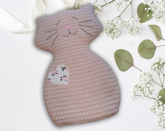 IMMEDIATELY AVAILABLE | Heat cushion XL *Cat* made of cotton in the color nude pink