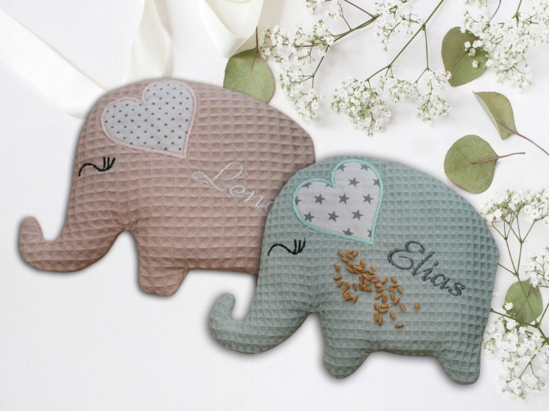Wärmekissen Großer Elefant aus Baumwolle personalisierbar Große Stoffauswahl Bild 1