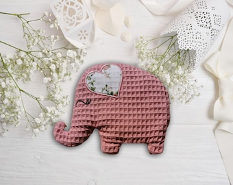 SOFORT LIEFERBAR | Wärmekissen *Kleiner Elefant* aus Baumwolle in der Farbe Koralle