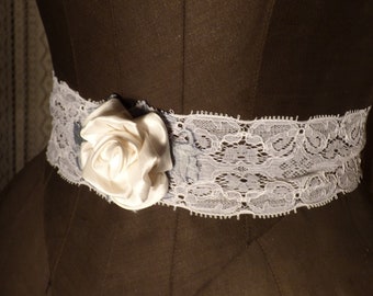 Bridal belt with handmade fabric rose, wedding, wedding