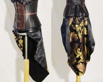 Steampunk Gothic belt skirt in tailcoat style, unique