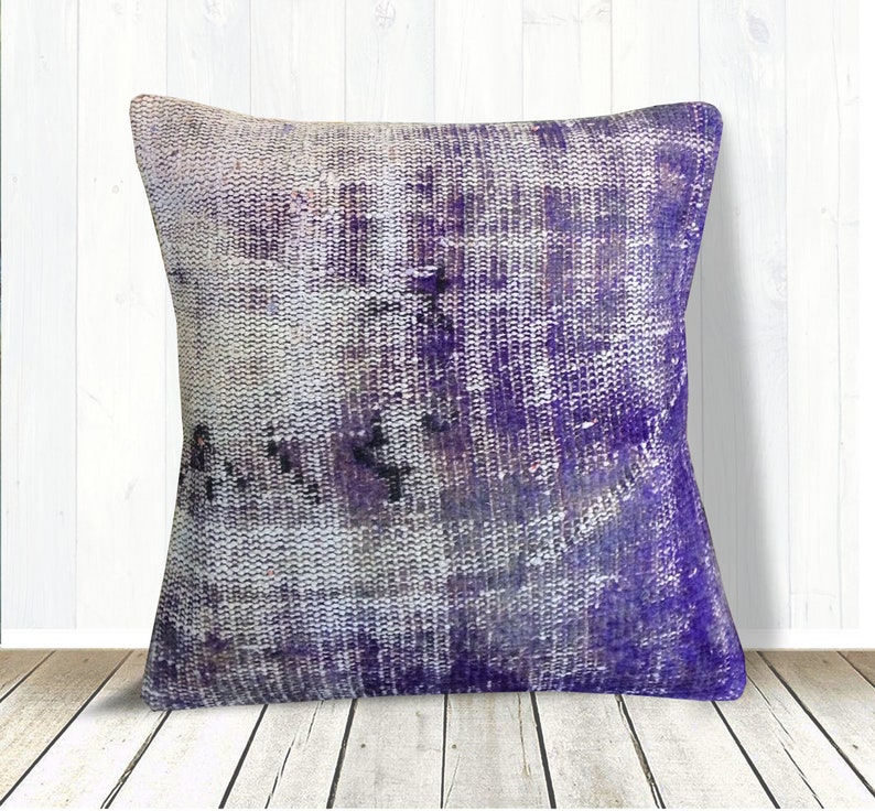 Natural Purple Kilim Pillow Cover 20x20 Large Throw Pillows Etsy