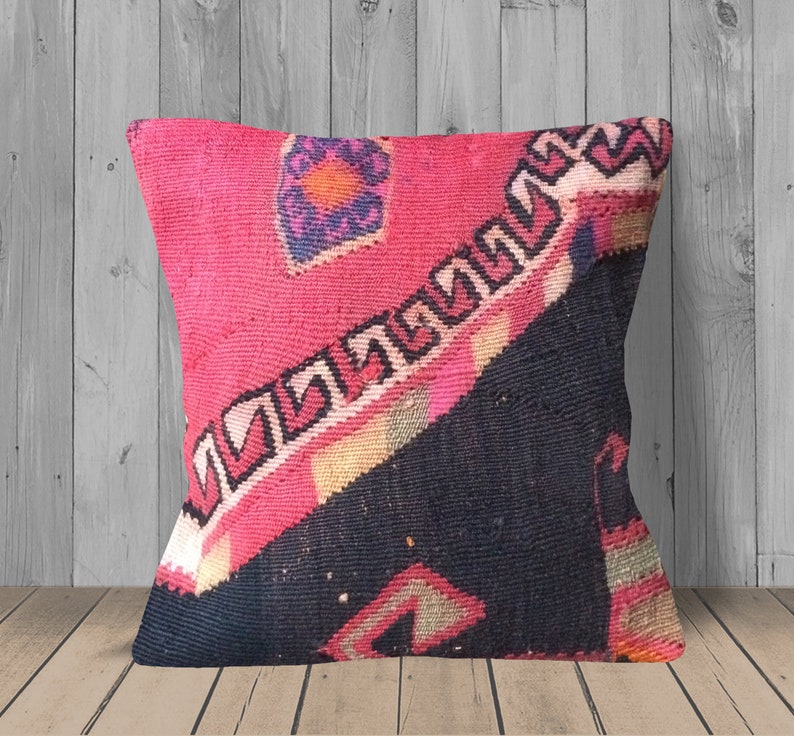 Brown Beige Purple Pink Kilim Pillow Cover 16x16 Turkish Etsy