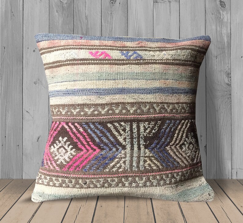Beige Pink Blue Throw Pillows Covers 20x20 Neutral Pillow Etsy