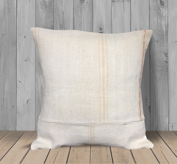 Cream White Orange Throw Pillows Covers 20x20 Turkish Kilim Etsy