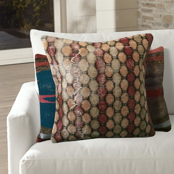 Green Red Pink Kilim Pillow Cover 20x20 Pillow Cover Etsy